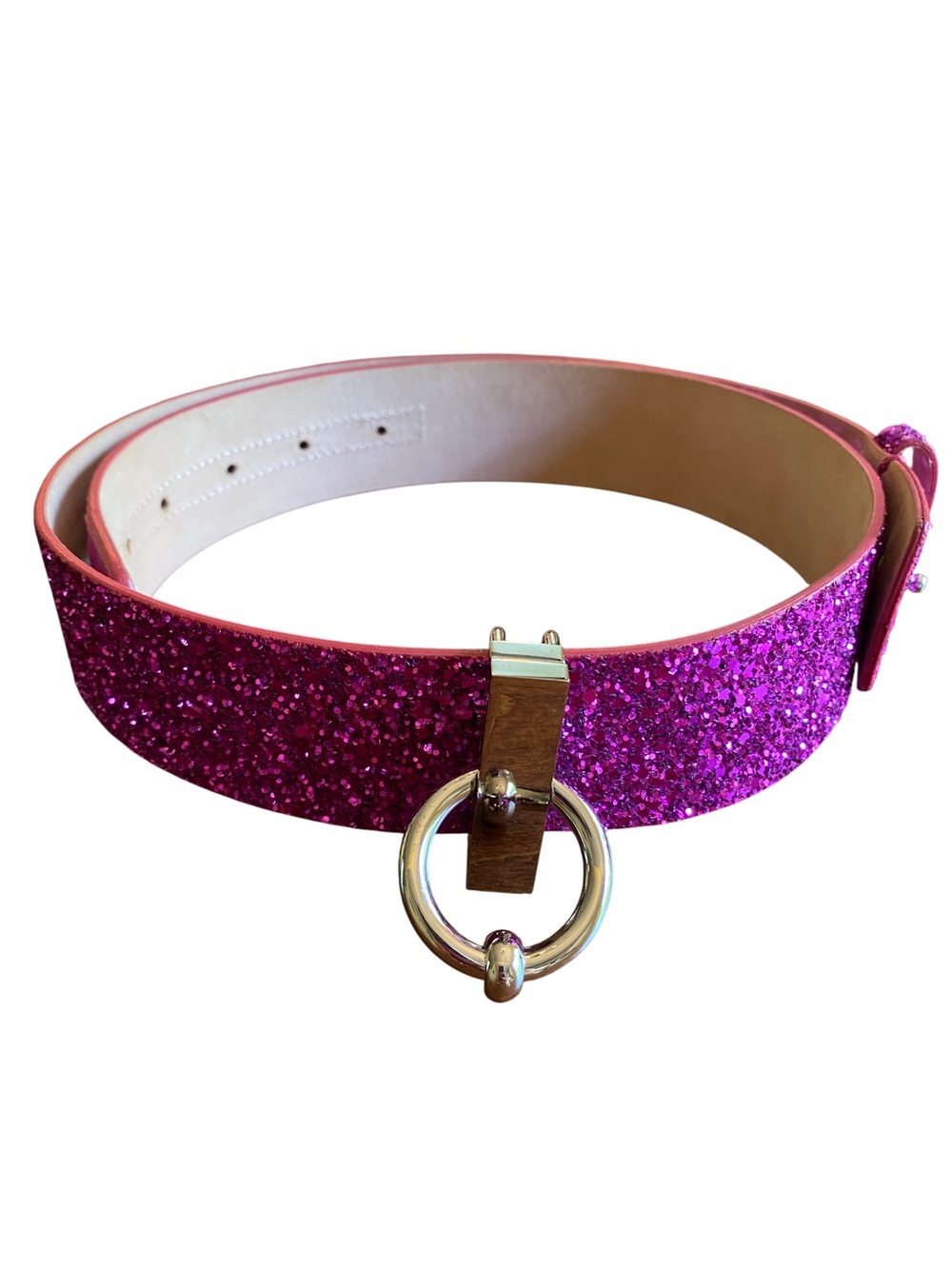 Dsquared2 Pink Glitter Leather Belt Made in Italy 80